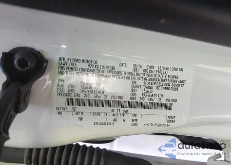 2016 Ford Focus S из США, поврежденный, VIN 1FADP3E24GL384517